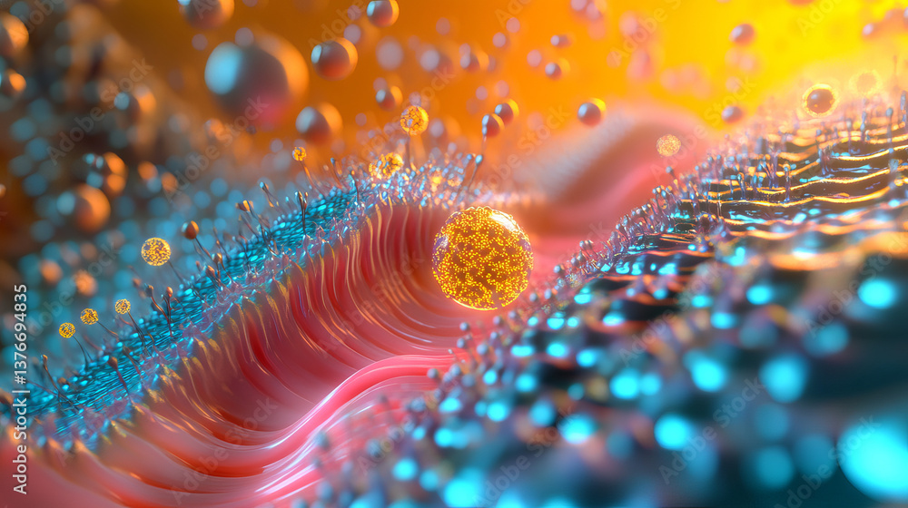 Poster atomic structure. futuristic concept. nanotechnology of future. neural connections of artificial int