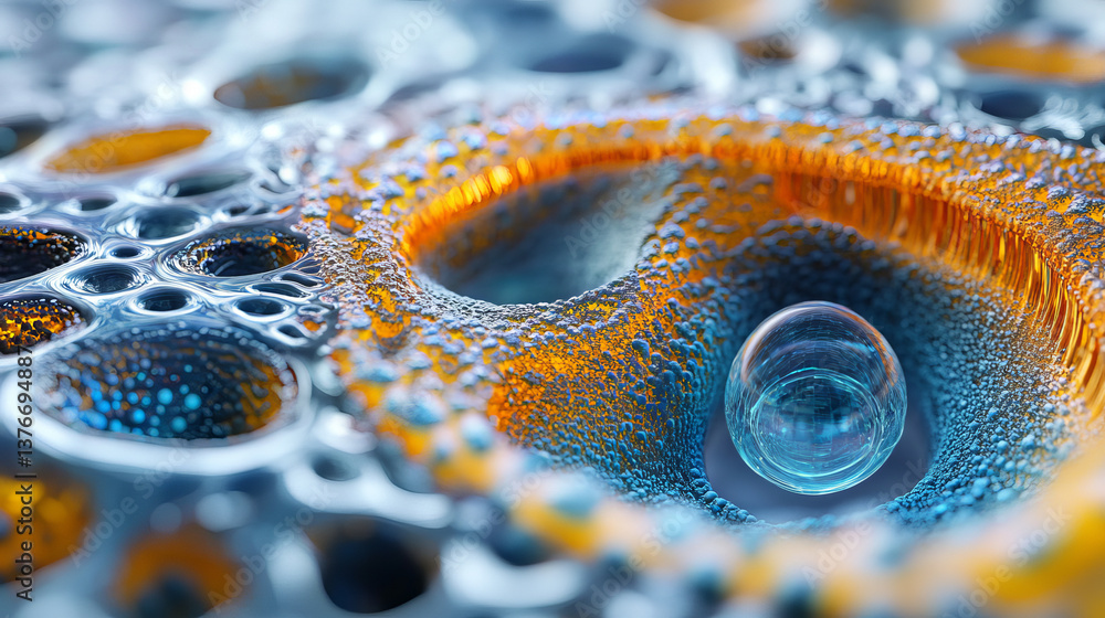 Poster atomic structure. futuristic concept. nanotechnology of future. neural connections of artificial int