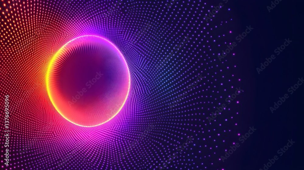 Aufkleber colorful circle with dots set against a vibrant background in a fractal abstract geometric design