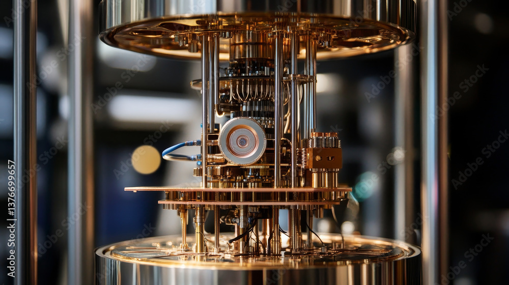 Poster quantum computer. global network technology blockchain. digital world of future. 3d illustration bac