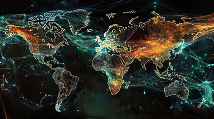 Modern vector design. The global communication network around planet earth.