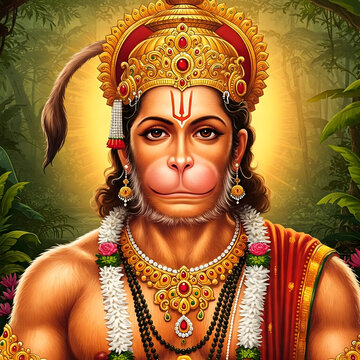  Lord Hanuman, the divine monkey god, is known for his immense strength, devotion to Rama, and wisdom. He is immortal, carries a gada, and symbolizes courage, loyalty, and protection.