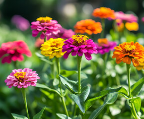 Obraz premium Zinnia flower banner background with copy space.