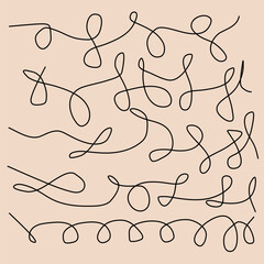 abstract black scribbles on beige background,signature on pale backdrop