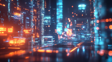 Fototapeta premium Big data, cryptography programming 3D illustration. Neural network, cloud technologies. Global database, artificial intelligence. Bright, black and white background with bokeh effect