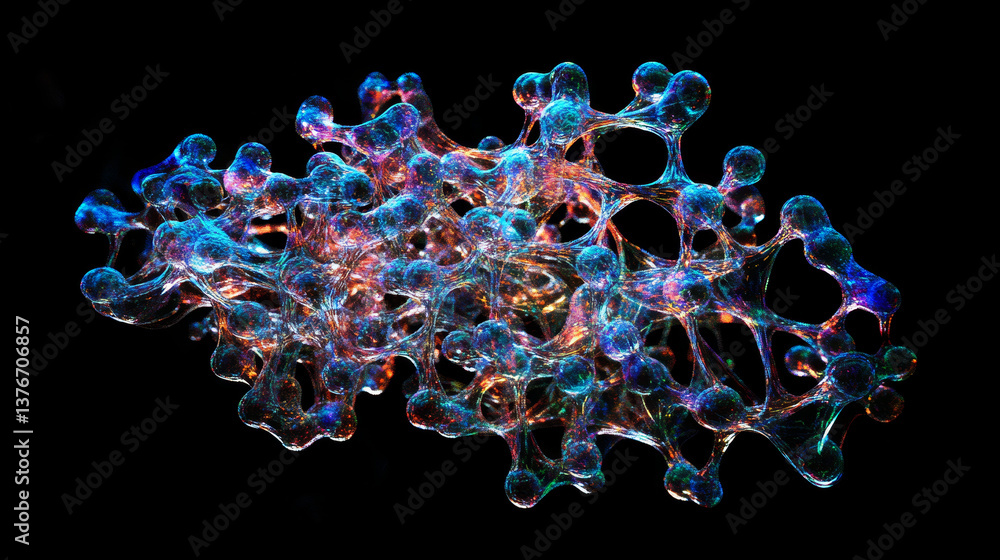 Poster cyber structure of free particles. medical research of genome and nanotechnology. abstract bigdata a