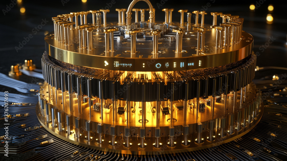 Poster motherboard, computer circuit, processor, cpu, quantum computer 3d illustration. high tech and cyber
