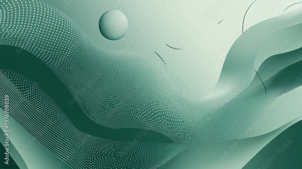 Poster futuristic image in the color of the sea wave. points, lines and a ball. vector abstract illustratio