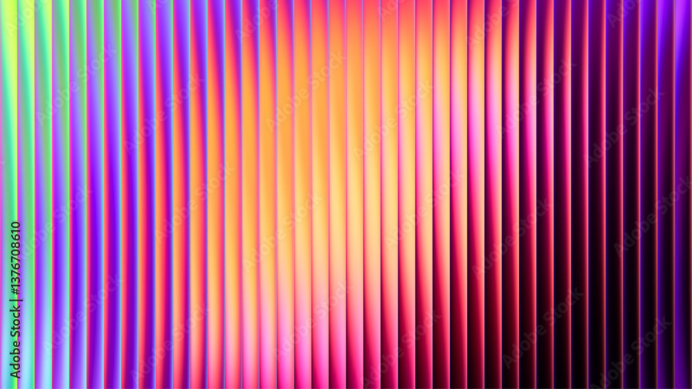 Poster ribbed fractal glass texture with vibrant colorful dynamic gradient. bright smooth fluted vertical l