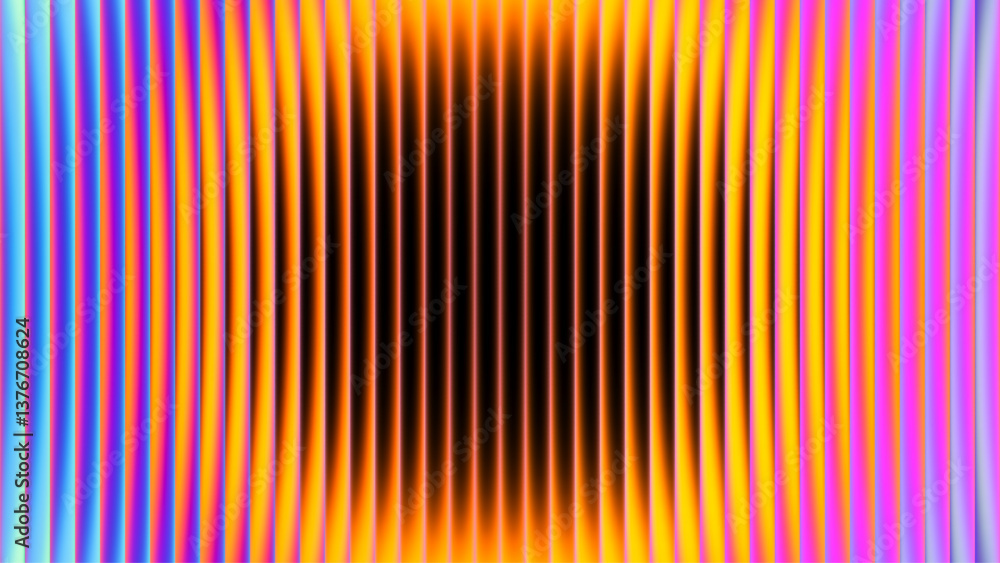 Poster futuristic vibrant circular gradient pattern with ribbed fractal glass texture blending smooth radia