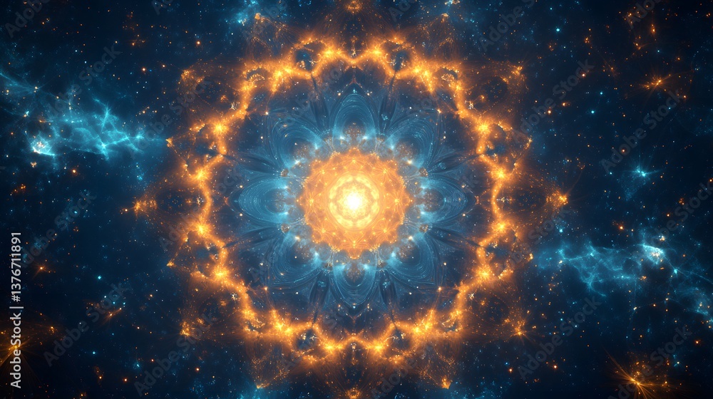 Aufkleber Brilliant star positioned at the heart of a nebula creating a cosmic visual with beautiful colors and abstract patterns
