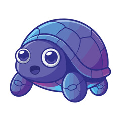 Cute Cartoon Purple Turtle with Big Eyes and Smiling Expression for Kids