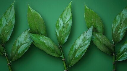 Obraz premium Vibrant Green Leaves on a Lush Background: A Study in Natural Beauty