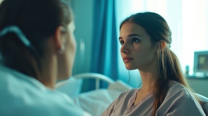 Fototapeta premium Female patient listening to doctor