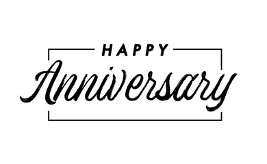 Happy Anniversary. Handwritten modern brush lettering with elegant frame. Vector illustration