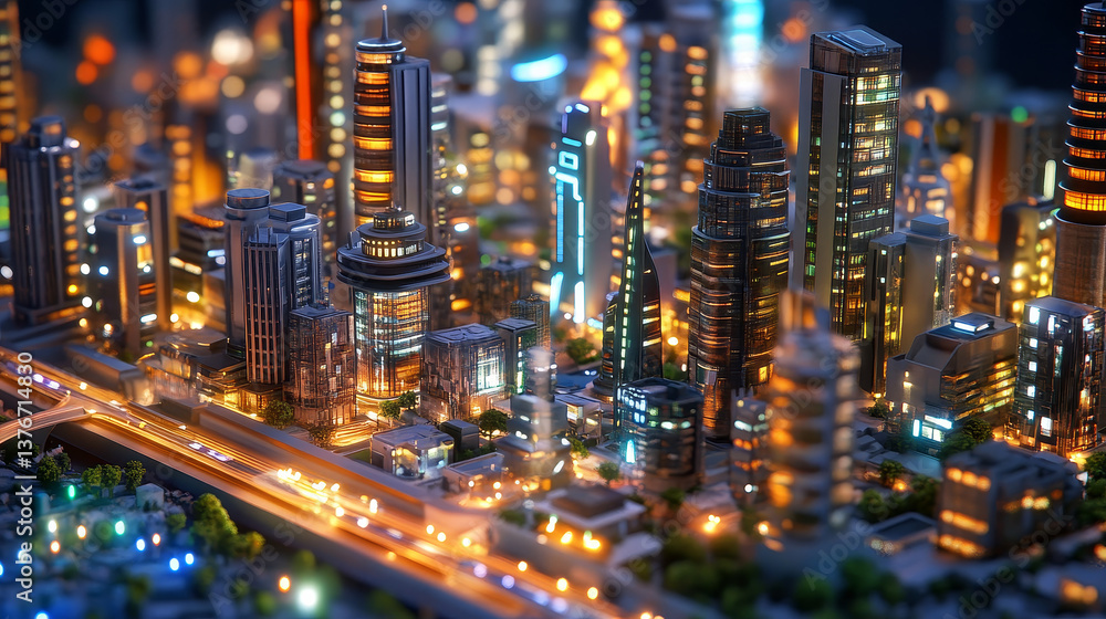 Poster digital city and bigdata. cybercity 3d illustration. wireless internet technologies. database protec