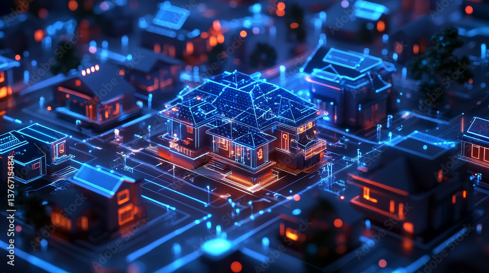 Poster smart home. wireless technologies of future 3d illustration. artificial intelligence and big data. i