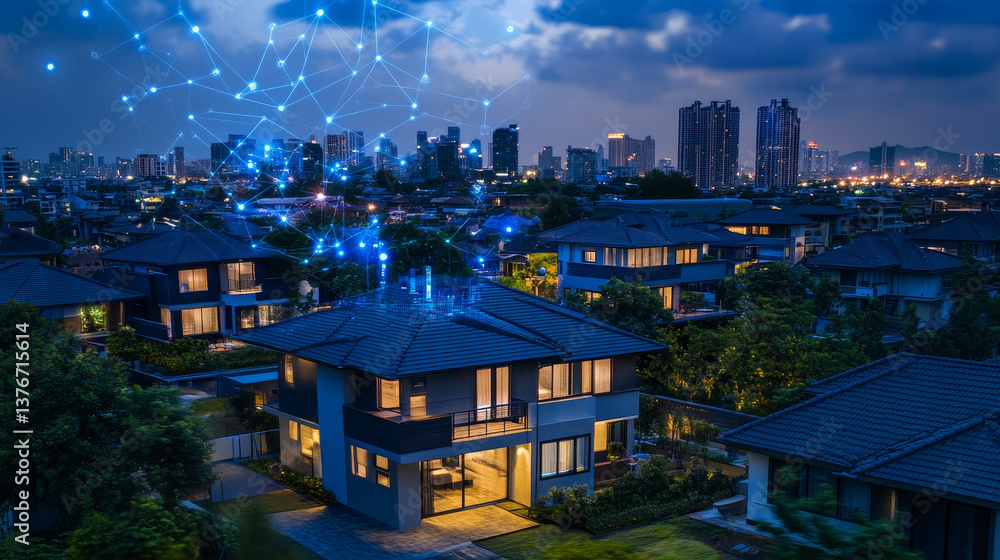 Poster smart home. wireless technologies of future 3d illustration. artificial intelligence and big data. i