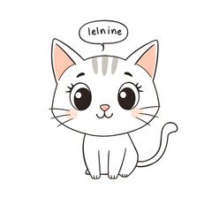 Obraz premium Cute Talking Cat Illustration
