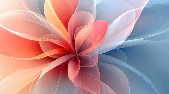 Abstract floral design with petals forming parabolic curves. Minimalist composition with text space