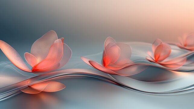 Abstract floral design with petals forming parabolic curves. Minimalist composition with text space