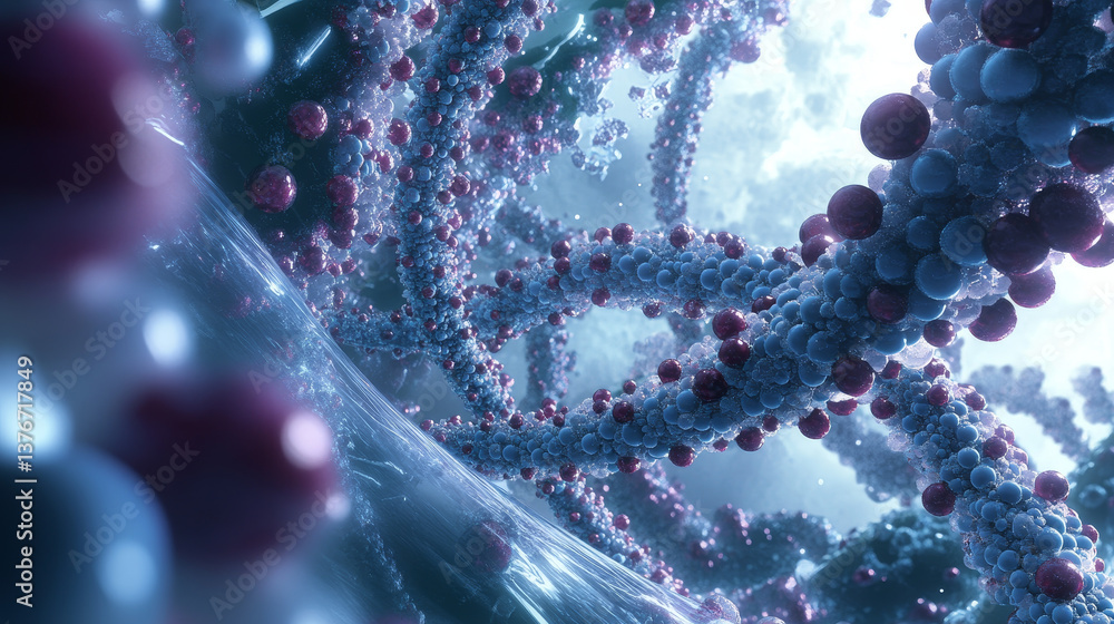 Poster molecule. hi tech technology in the field of genetic engineering. scientific breakthrough in molecul