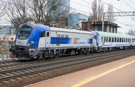 March 30, 2025, Gdansk Poland, passenger intercity train icc pkp intercity