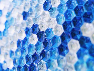 Abstract hexagonal pattern in shades of blue and white.