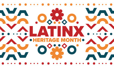 Latinx Heritage Month. National Hispanic Heritage Month. Hispanic and Latino Americans culture. Celebrate annual in United States. Poster, card, banner and background. Vector illustration