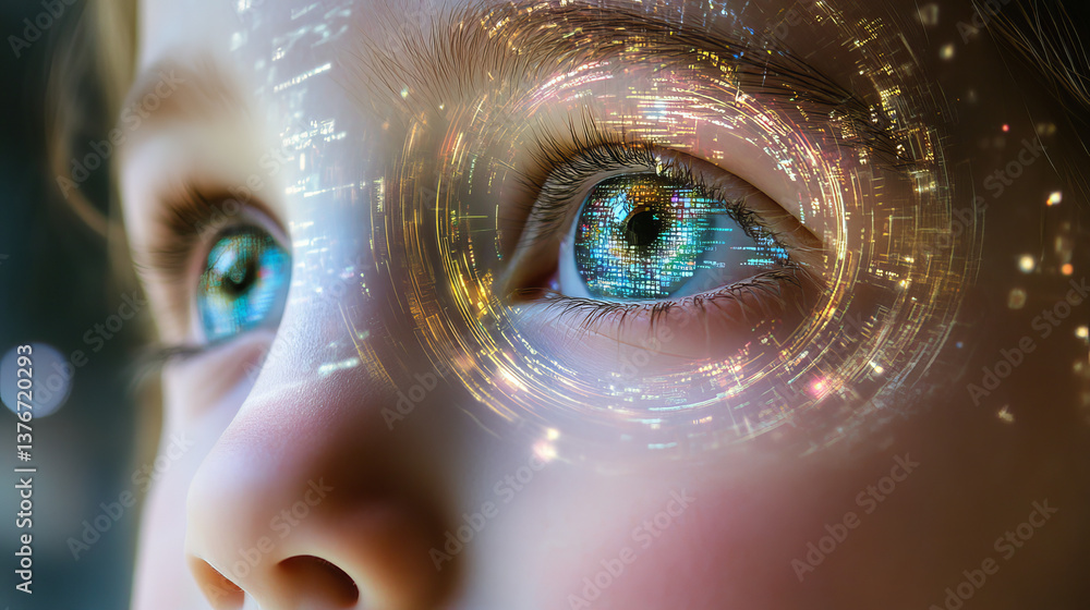 Poster cyberspace and digital intelligence. high technology business. artificial neural network. big data c
