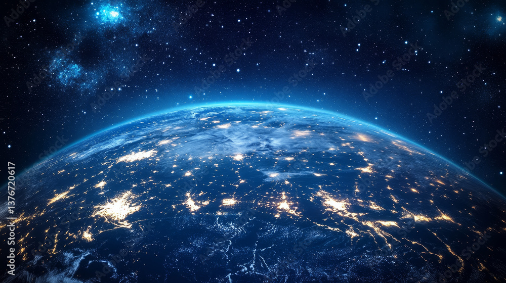 Poster cyberspace and digital intelligence. high technology business. big data. processing an array of info