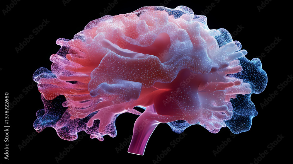 Aufkleber artificial intelligence, ai, cyber brain. digital mind 3d illustration. neural connections and data 