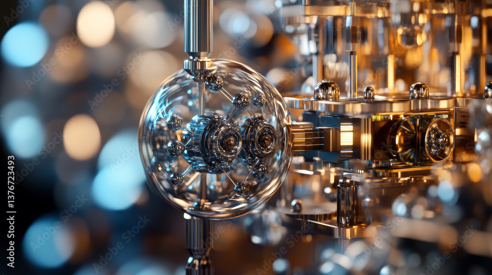 Poster nanocomputer. atom, structure and research. artificial intelligence and scientific discoveries. 3d i