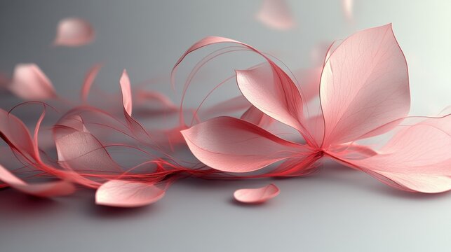 Abstract floral design with petals forming parabolic curves. Minimalist composition with text space