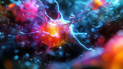 AI and computer brain. High technology, digital big data concept. Neural network, blockchain cloud technologies. Colorful 3D illustration of polygonal network, cybersecurity and internet business