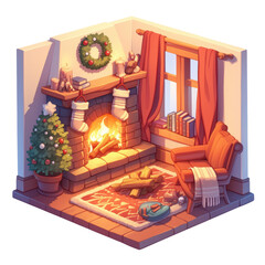 Obraz premium Inviting atmosphere cozy winter gathering in a warm living room digital art