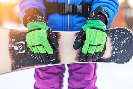 In the wild snowy mountains, a woman freerider is installing her splitboard