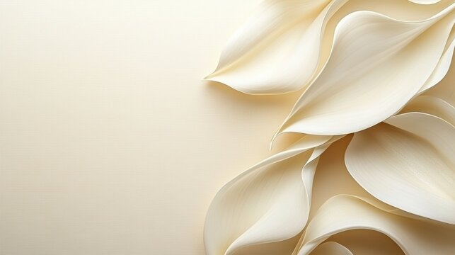 Abstract floral design with petals forming parabolic curves. Minimalist composition with text space