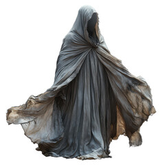 A banshee with flowing robes and an eerie wail isolated on white background.PNG