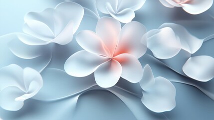 Abstract floral design with petals forming parabolic curves. Minimalist composition with text space