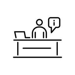 Information desk business people icon simple line flat illustration