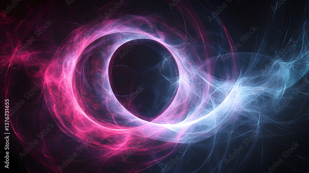 Poster unique pink and blue design creating an engaging visual experience with fractal elements and colorfu