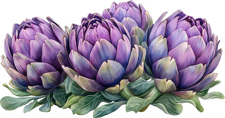 Fototapeta premium Artichoke isolated on a transparent background, PNG file.
