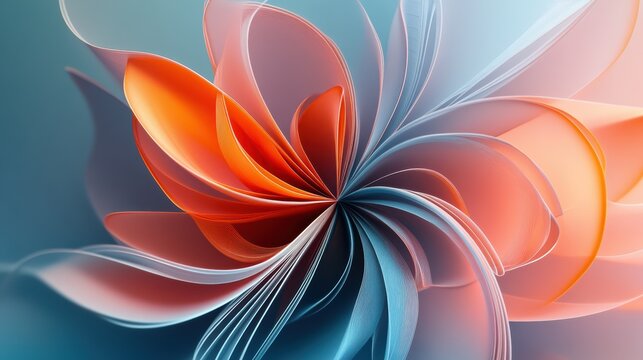 Abstract floral design with petals forming parabolic curves. Minimalist composition with text space