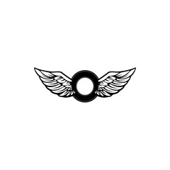 vector emblems with wings. Design elements for logo, label, emblem, sign. Vector illustration.