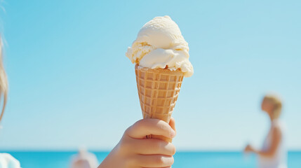 Sophisticated ice cream ad concept with seaside summer inspiration for seasonal promotions