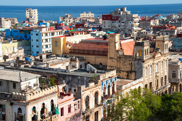 A cityscape of the city of Havana, Cuba as seen from the Iberostar Hotel in Parque Central.