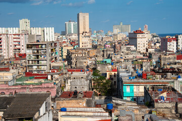 A cityscape of the city of Havana, Cuba as seen from the Iberostar Hotel in Parque Central.