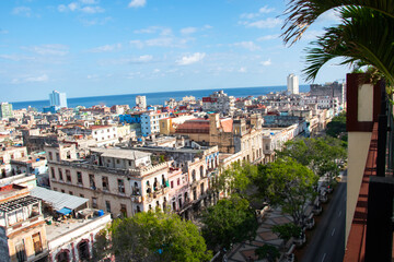 A cityscape of the city of Havana, Cuba as seen from the Iberostar Hotel in Parque Central.