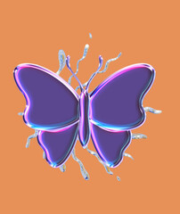 a butterfly with a purple color that flies here and there